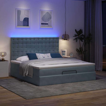 Struttura Letto Pouf con Materassi 160x200 cm in Velluto