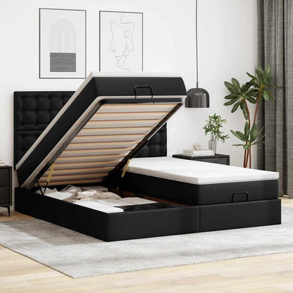 Pouf Letto con Materassi e LED Nero 180x200cm Similpelle
