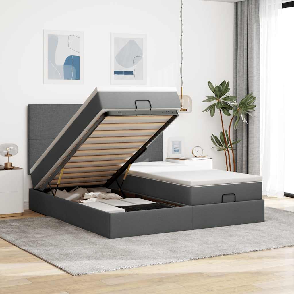 Struttura Letto Pouf con Materassi 160x200 cm in Tessuto