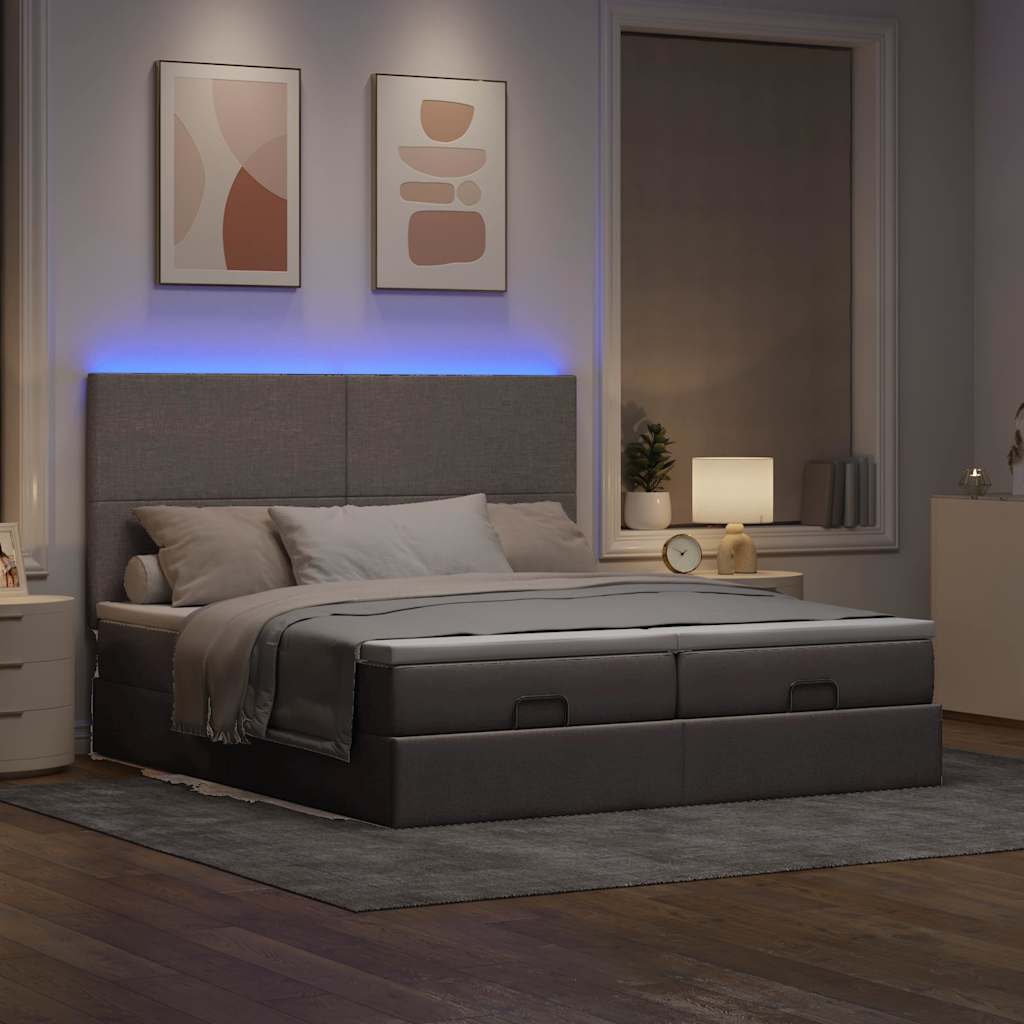 Struttura Letto Pouf con Materassi Tortora 160x200cm in Tessuto