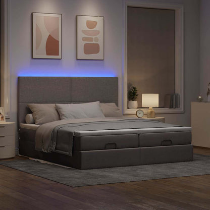 Struttura Letto Pouf con Materassi Tortora 160x200cm in Tessuto