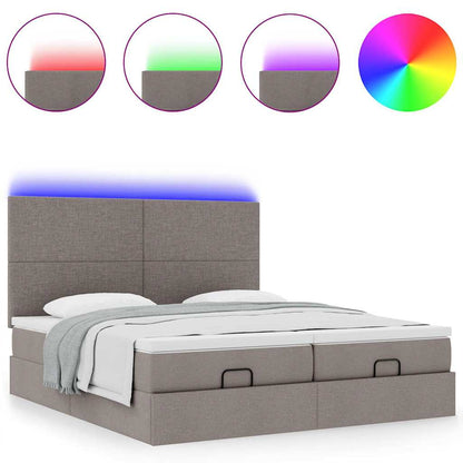 Struttura Letto Pouf con Materassi Tortora 160x200cm in Tessuto