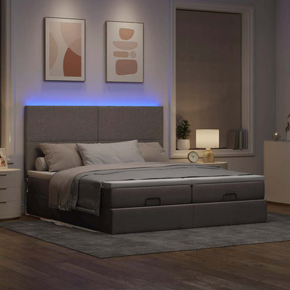 Struttura Letto Pouf con Materassi Tortora 180x200cm in Tessuto