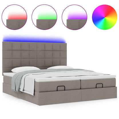 Struttura Letto Pouf con Materassi Tortora 160x200cm in Tessuto