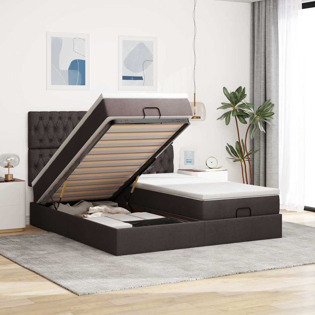 Struttura Letto Pouf con Materassi 180x200 cm in Tessuto