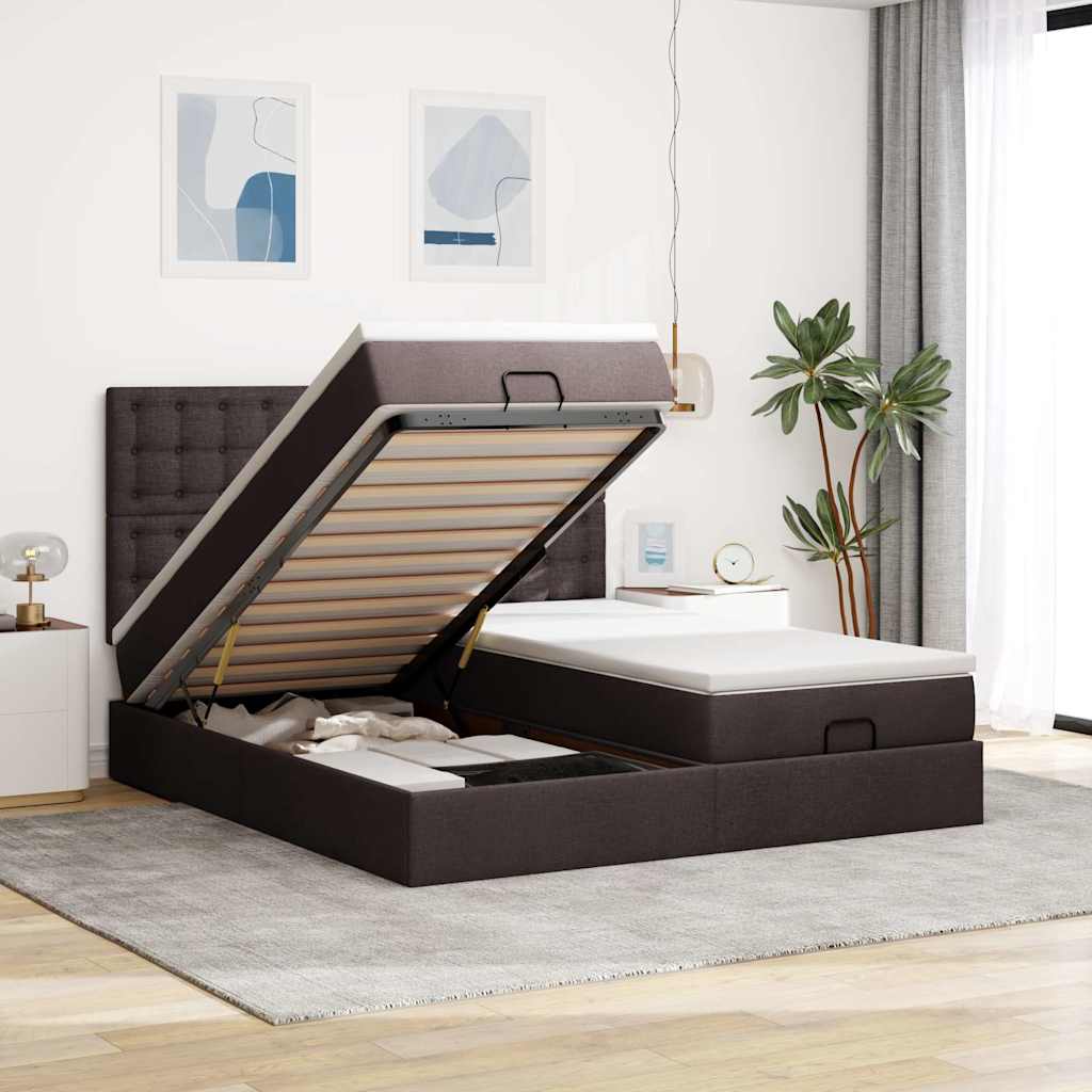 Struttura Letto Pouf con Materassi 160x200 cm in Tessuto