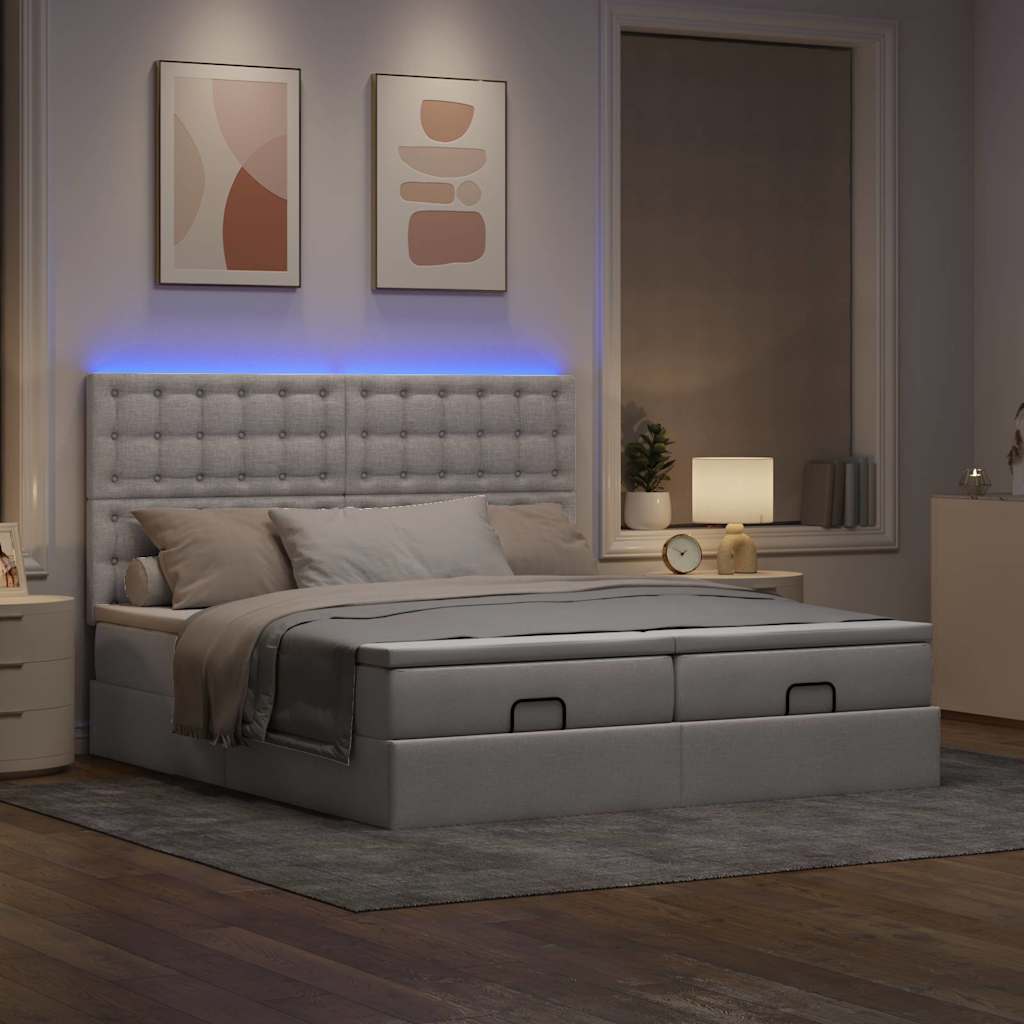 Struttura Letto Pouf con Materassi Tortora 160x200cm in Tessuto