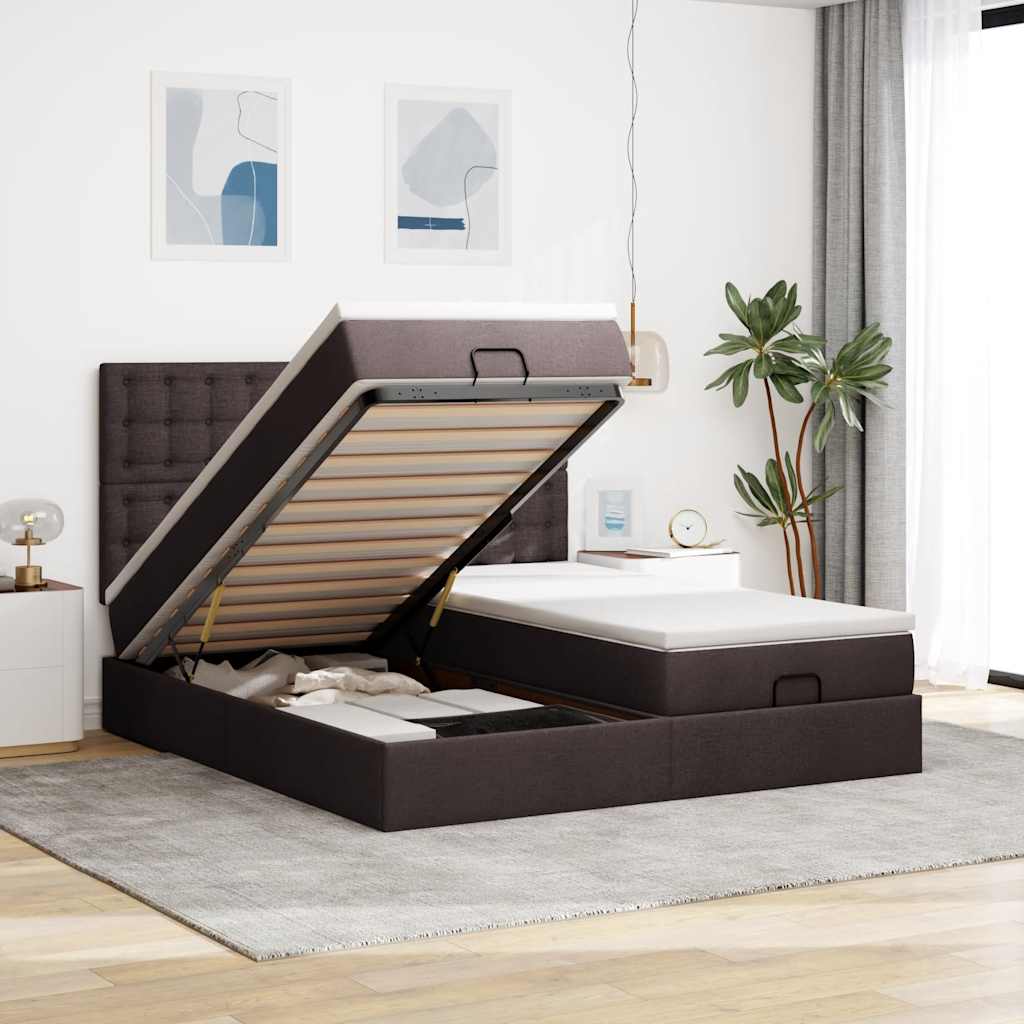 Struttura Letto Pouf con Materassi 180x200 cm in Tessuto