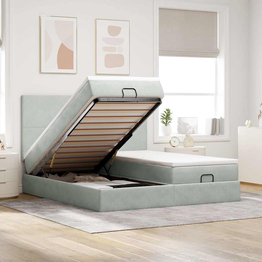 Struttura Letto Pouf con Materassi 160x200 cm in Velluto