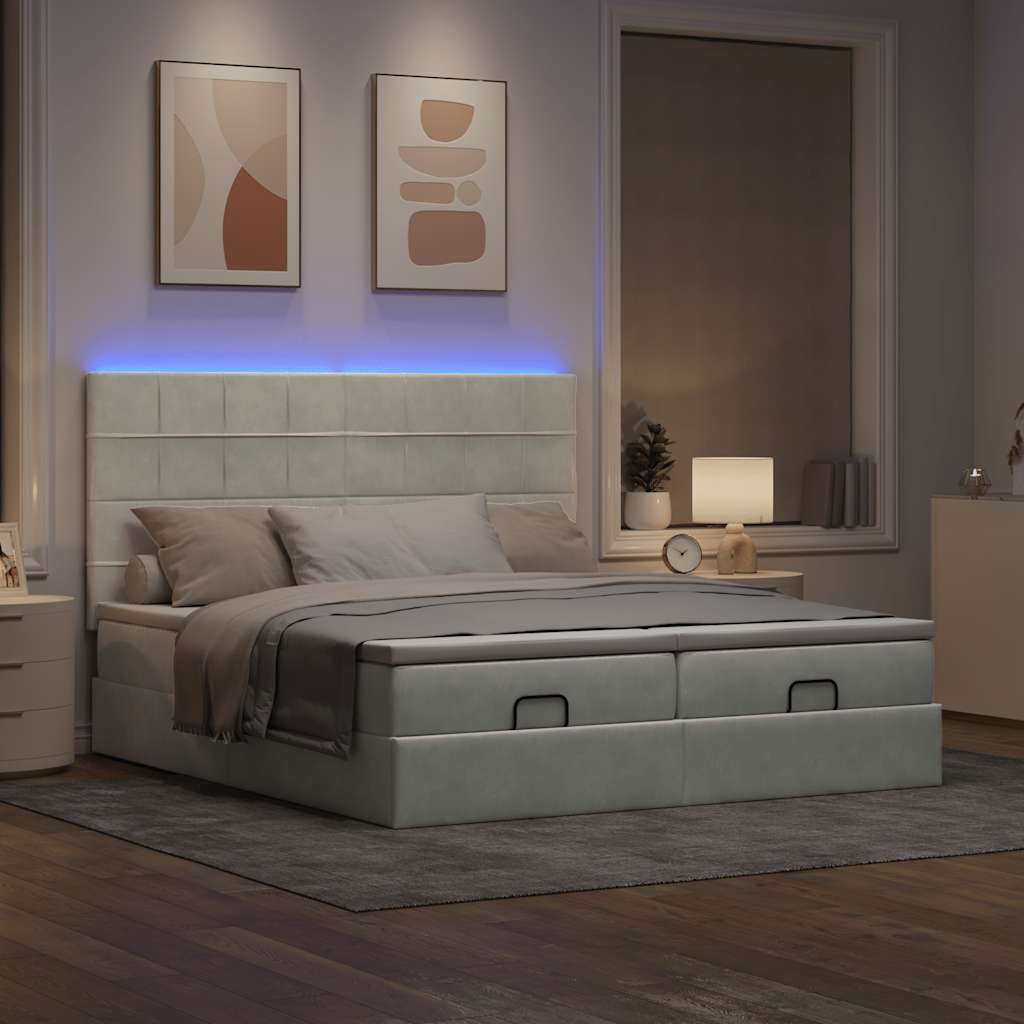 Struttura Letto Pouf con Materassi 160x200 cm in Velluto