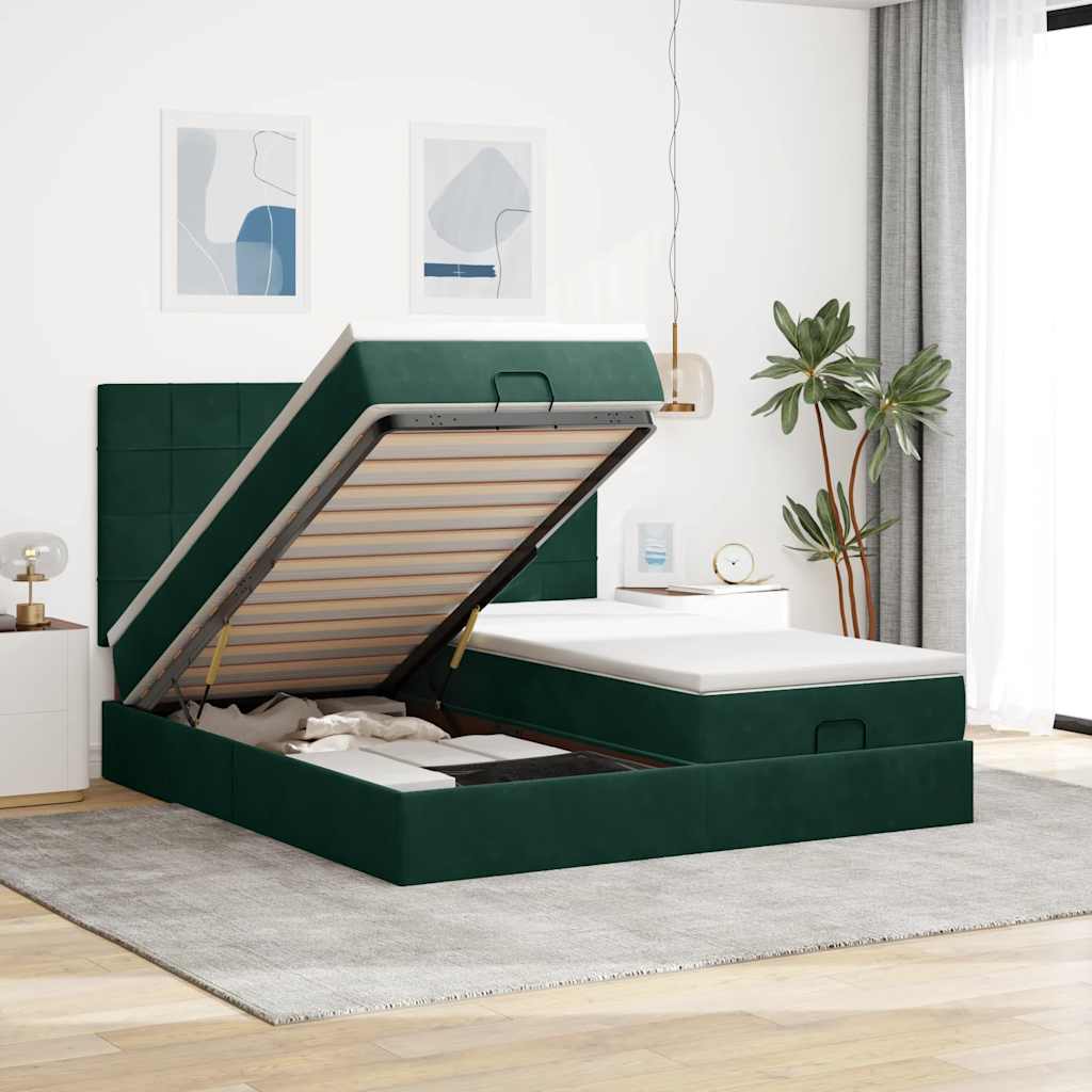 Struttura Letto Pouf con Materassi 160x200 cm Velluto