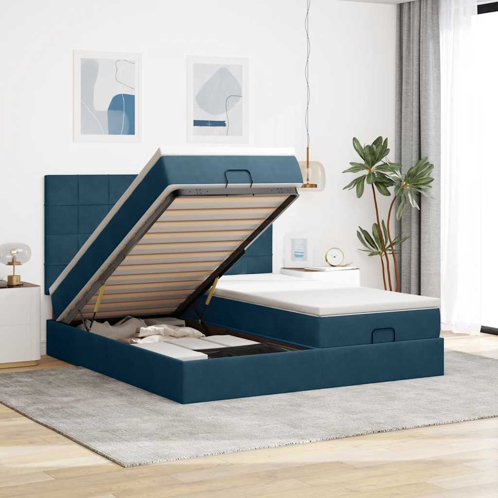 Struttura Letto Pouf con Materassi 160x200 cm Velluto