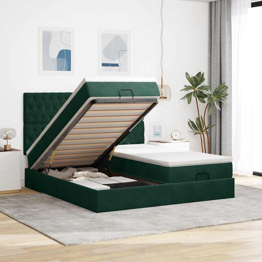 Struttura Letto Pouf con Materassi 160x200 cm Velluto