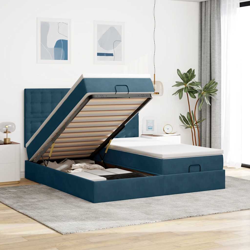 Struttura Letto Pouf con Materassi 160x200 cm Velluto