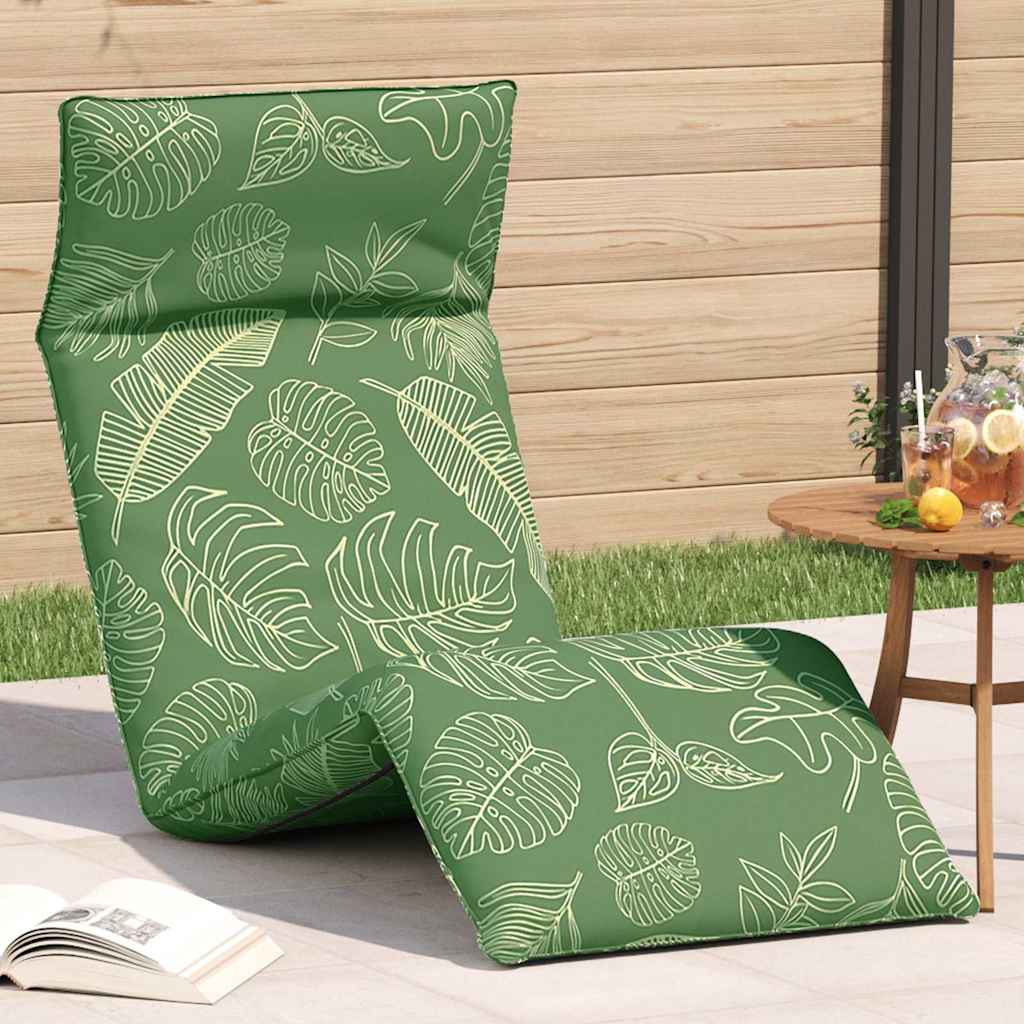 Lettino Pieghevole Motivo a Foglie 175x54x8,5 cm Tessuto Oxford