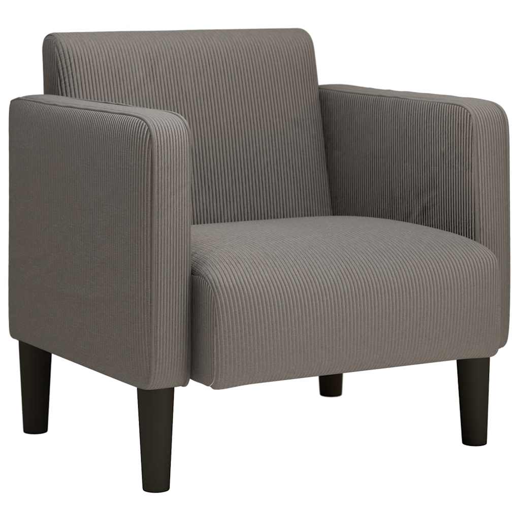 Divano Sedia con Braccioli Grigio Chiaro 54 cm Tessuto a Coste