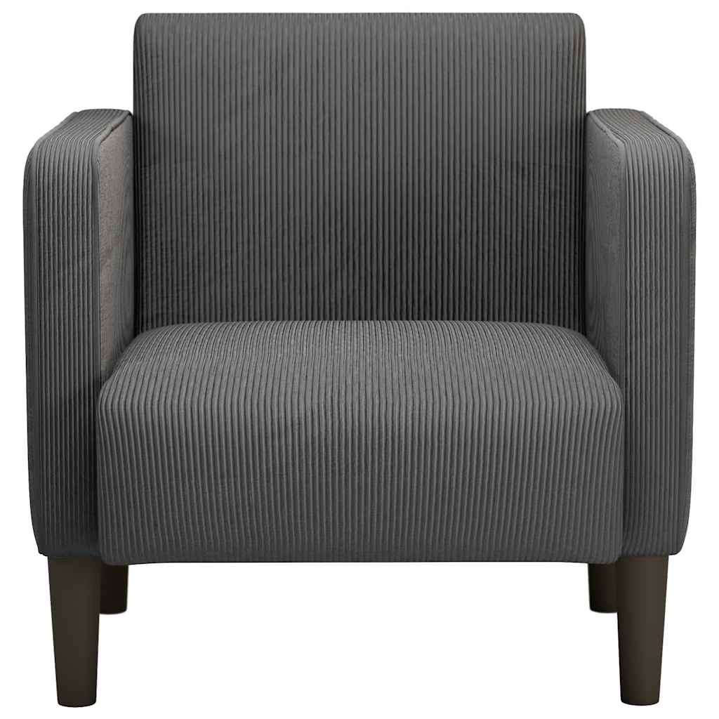 Divano Sedia con Braccioli Grigio Scuro 54 cm Tessuto a Coste