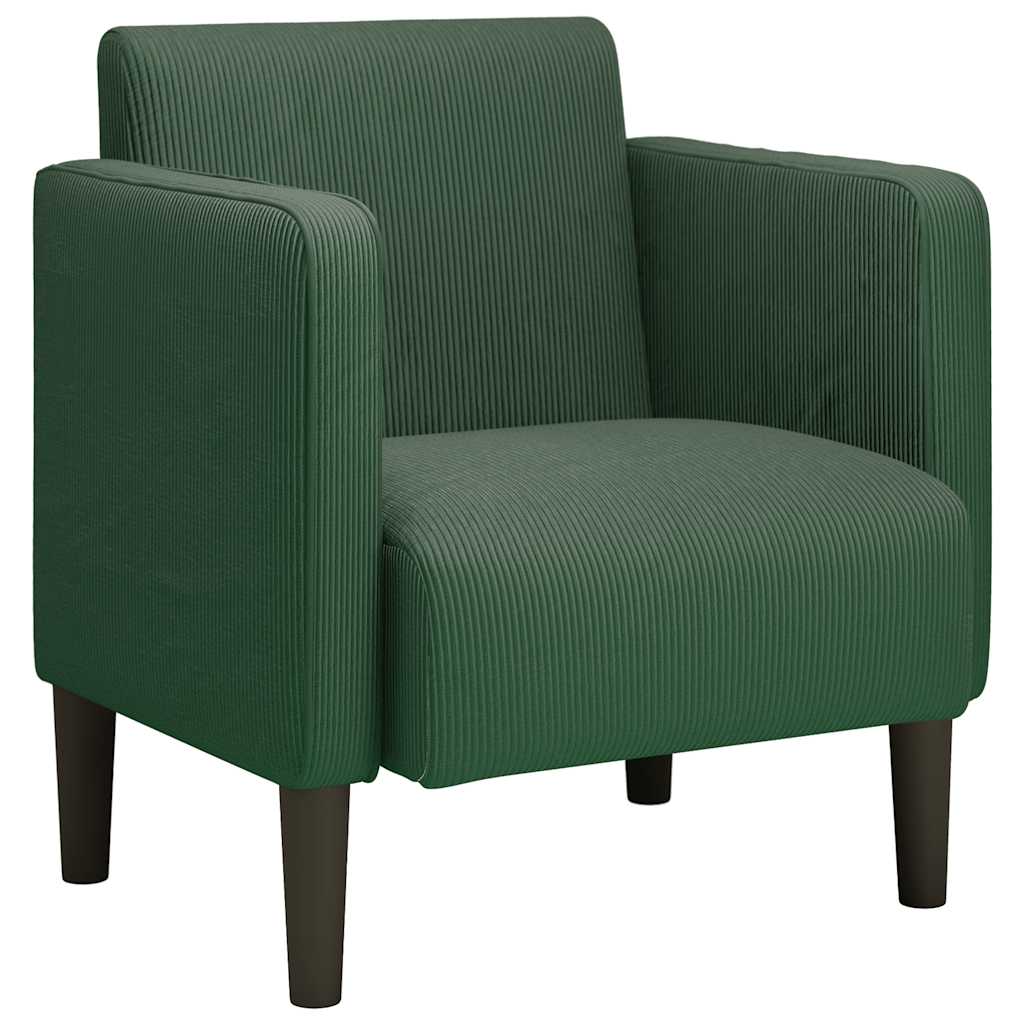 Divano Sedia con Braccioli Verde Scuro 54 cm Tessuto a Coste