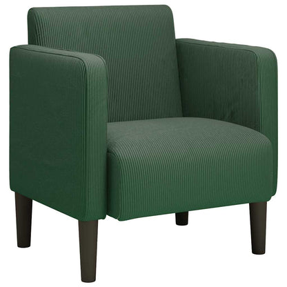 Divano Sedia con Braccioli Verde Scuro 54 cm Tessuto a Coste