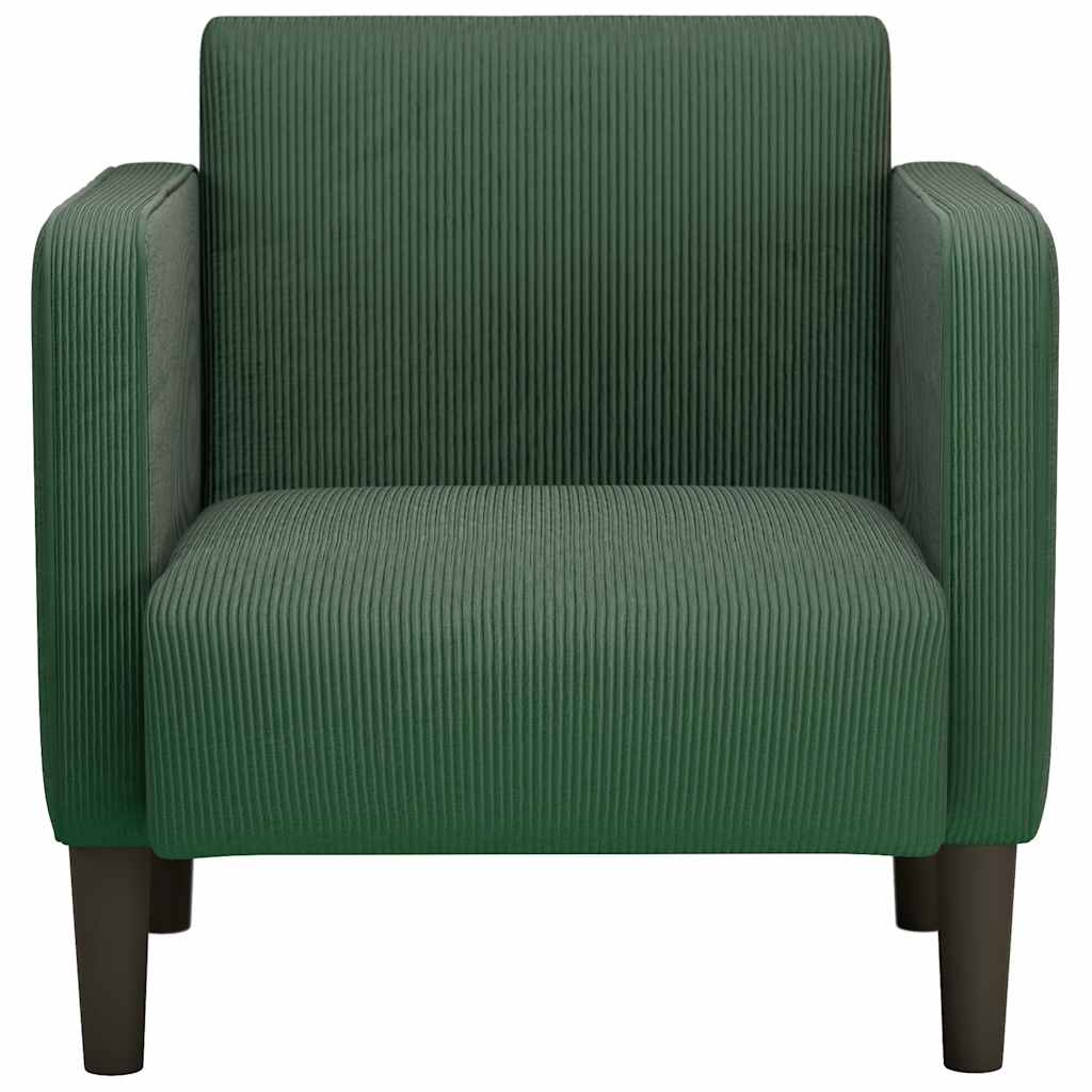 Divano Sedia con Braccioli Verde Scuro 54 cm Tessuto a Coste