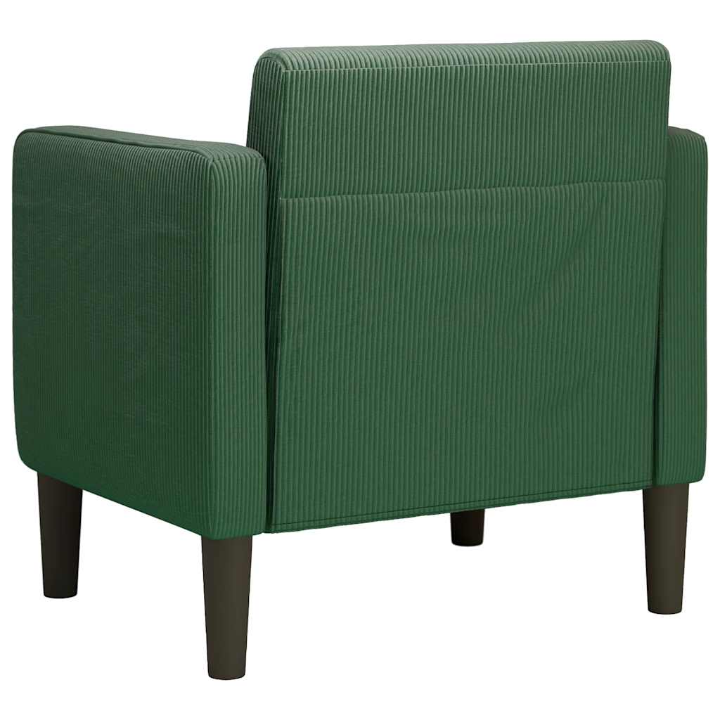 Divano Sedia con Braccioli Verde Scuro 54 cm Tessuto a Coste