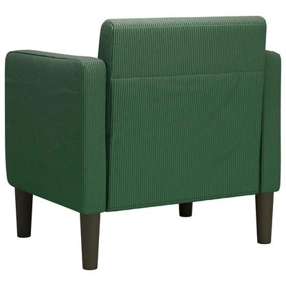 Divano Sedia con Braccioli Verde Scuro 54 cm Tessuto a Coste