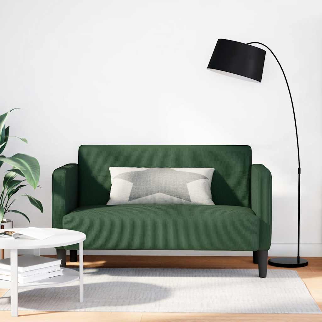 Divano Divanetto Verde giungla 109cm Tessuto di Velluto a Coste