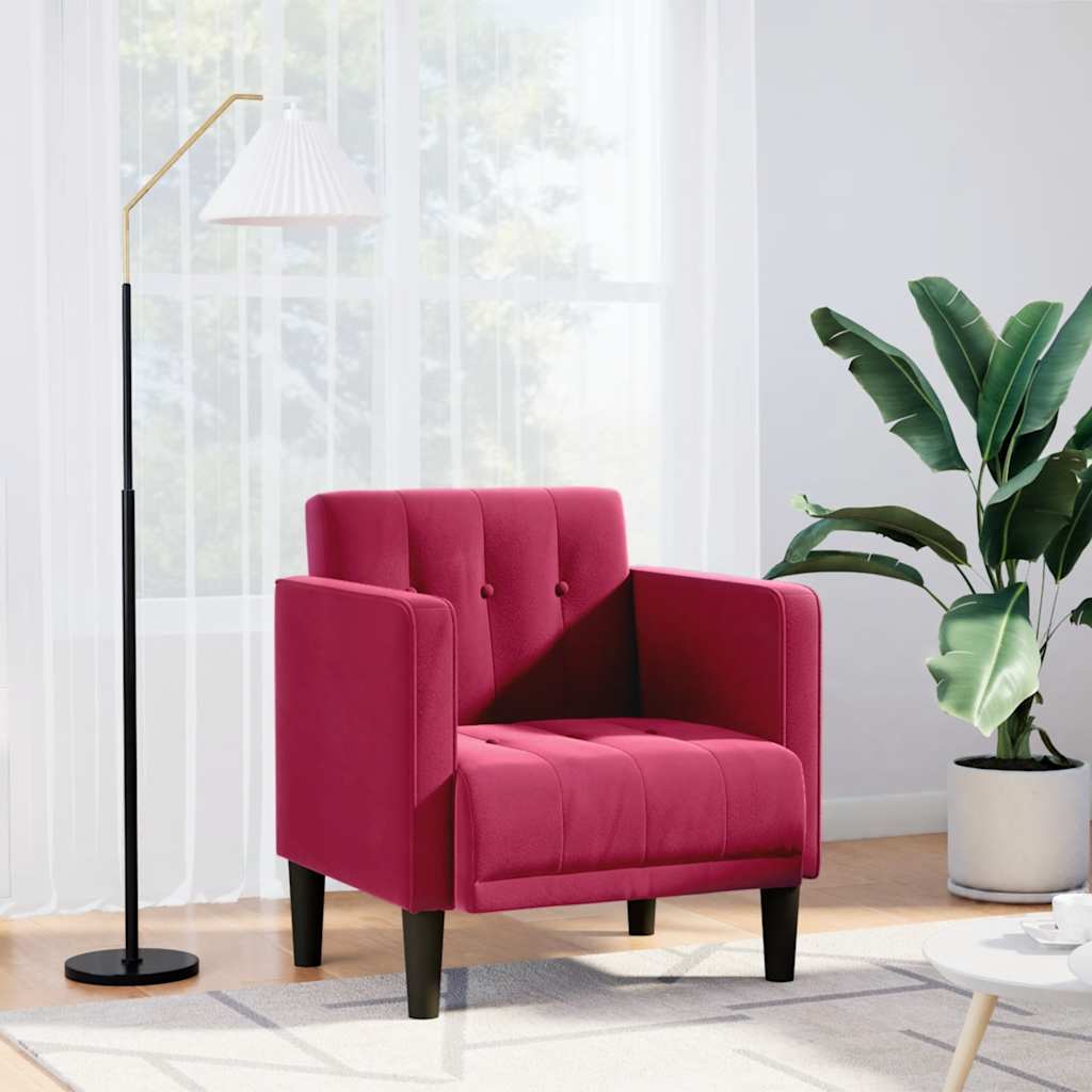Divano Sedia con Braccioli Rosso Vino 53 cm in Velluto