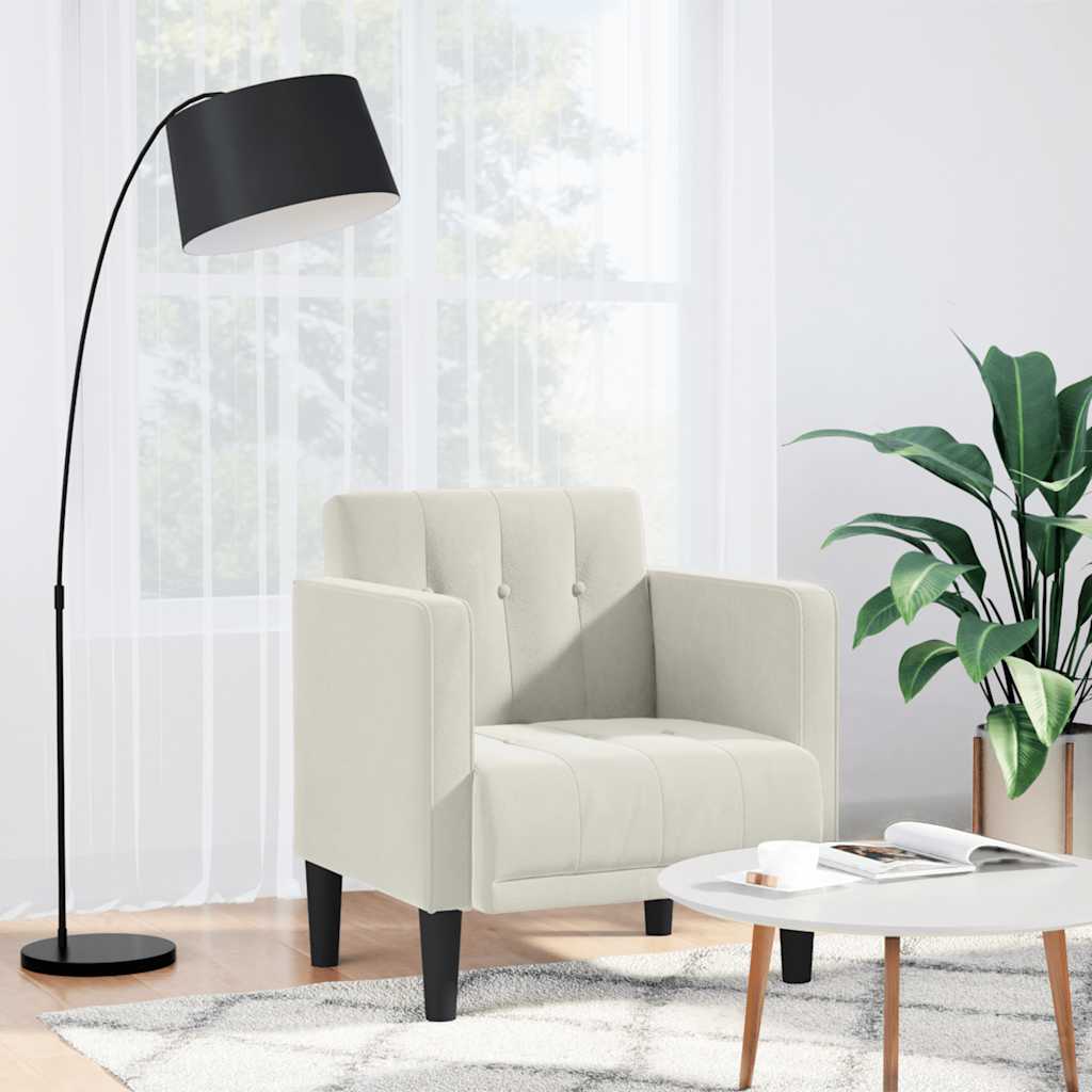 Divano Sedia con Braccioli Crema 53 cm in Velluto