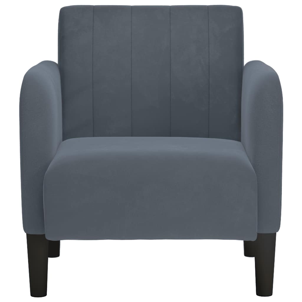Divano Sedia con Braccioli Grigio Scuro 54 cm in Velluto