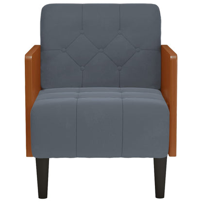 Divano Sedia con Braccioli Grigio Scuro 55 cm in Velluto