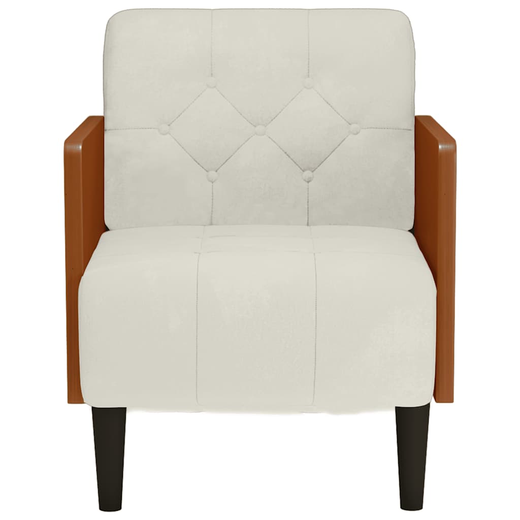 Divano Sedia con Braccioli Crema 55 cm in Velluto