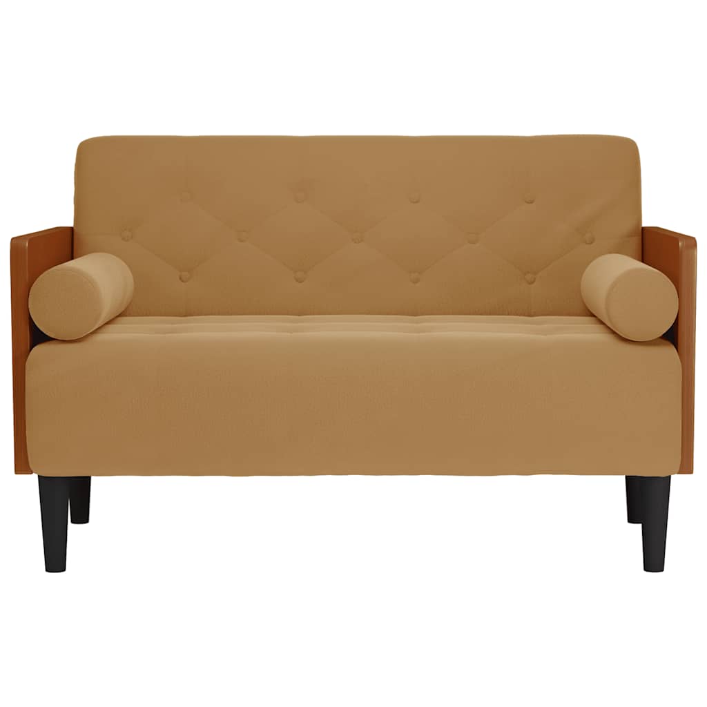 Divano Divanetto con Cuscini Bolster Marrone 110 cm Velluto