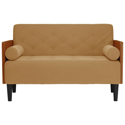 Divano Divanetto con Cuscini Bolster Marrone 110 cm Velluto