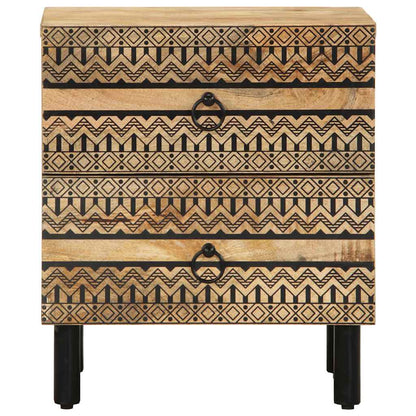 Comodino Nero 40x33,5x46 cm in Legno Massello di Mango Grezzo