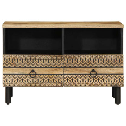 Mobile Porta TV Nero 70x33,5x46 cm Legno Massello Mango Grezzo