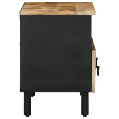 Mobile Porta TV Nero 70x33,5x46 cm Legno Massello Mango Grezzo