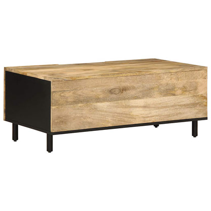 Tavolino Salotto Nero 100x54x40 cm Legno Massello Mango Grezzo
