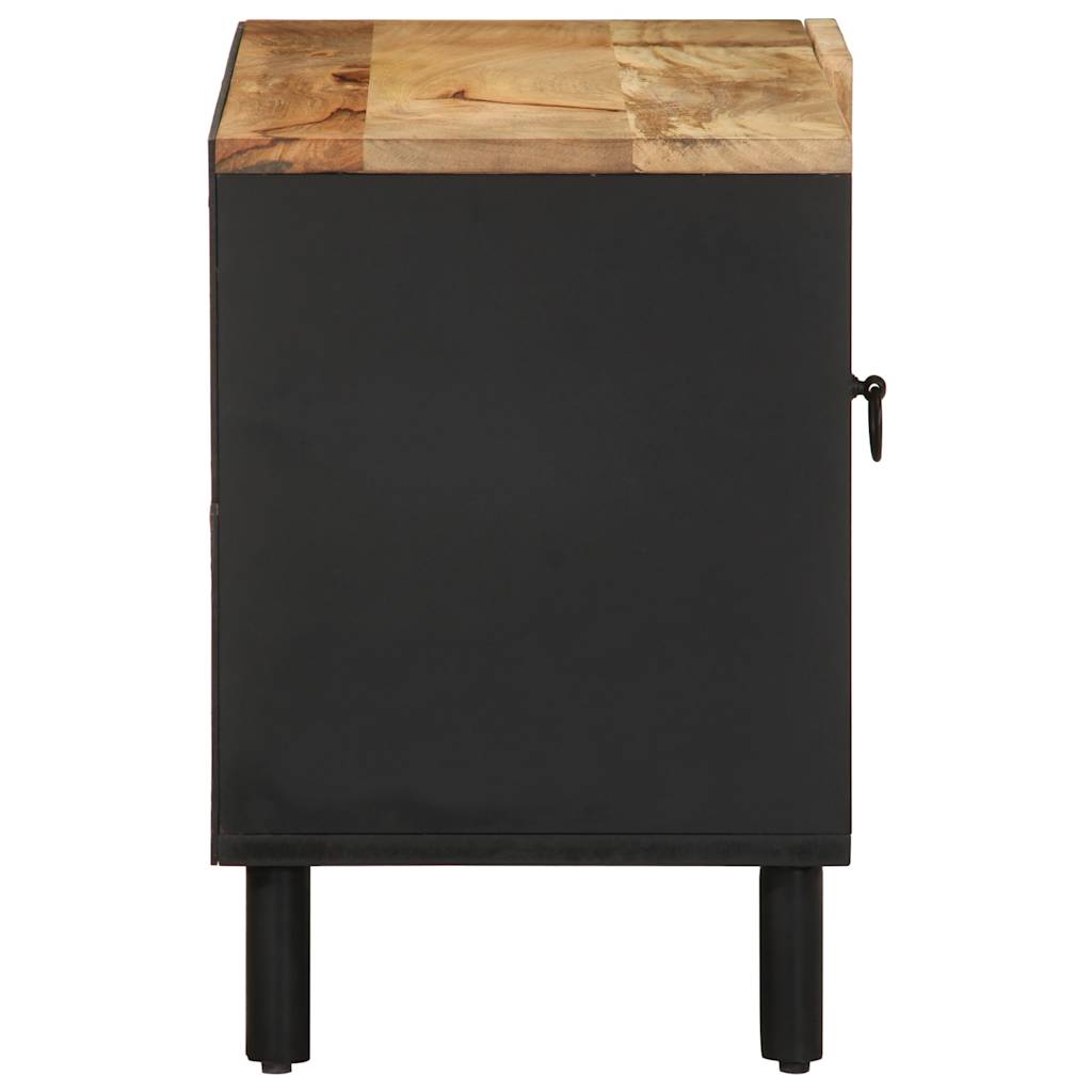 Mobile Porta TV Nero 80x33,5x46 cm Legno Massello Mango Grezzo