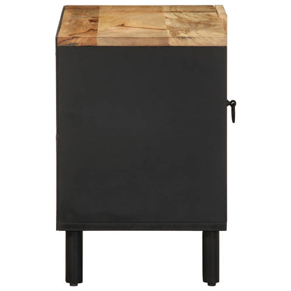 Mobile Porta TV Nero 80x33,5x46 cm Legno Massello Mango Grezzo