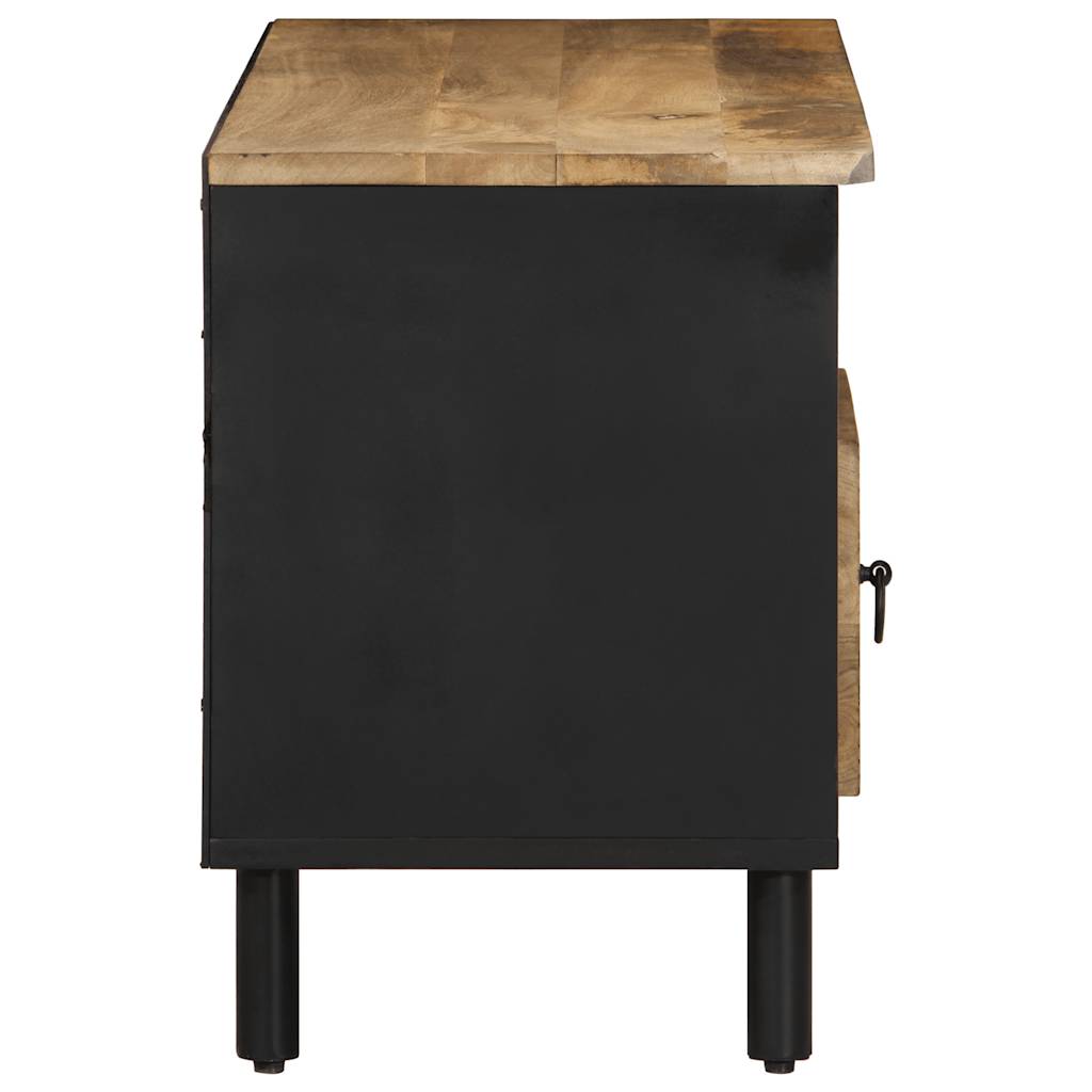 Mobile Porta TV Nero 100x33,5x46 cm Legno Massello Mango Grezzo
