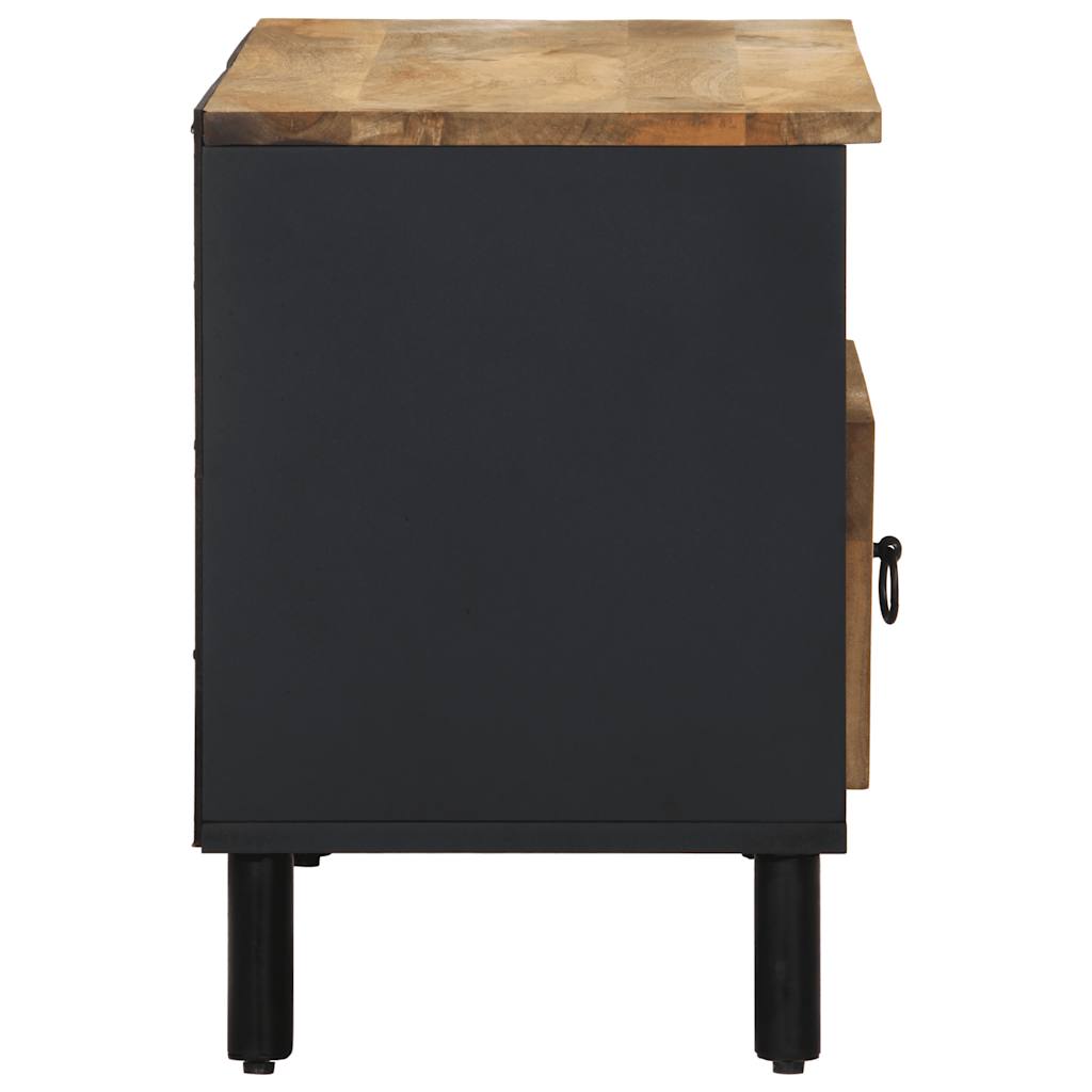 Mobile Porta TV Nero 80x33,5x46 cm Legno Massello Mango Grezzo