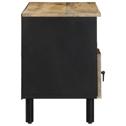 Mobile Porta TV Nero 100x33,5x46 cm Legno Massello Mango Grezzo