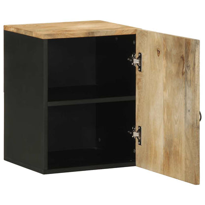 Mobile Pensile da Bagno Nero 38x33,5x48 cm Legno Massello Mango