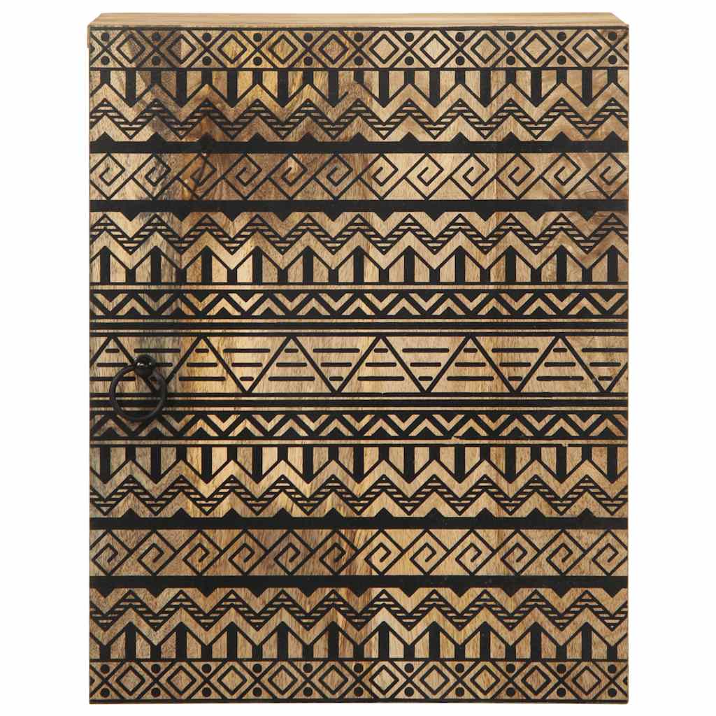 Mobile Pensile da Bagno Nero 38x33,5x48 cm Legno Massello Mango