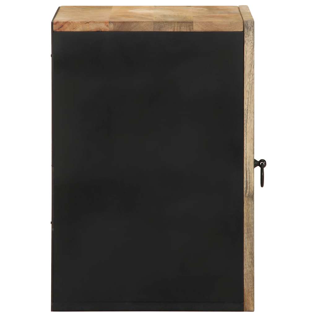 Mobile Pensile da Bagno Nero 38x33,5x48 cm Legno Massello Mango