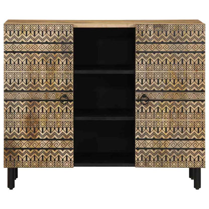 Credenza 90x33,5x75 cm in Legno Massello di Mango Grezzo
