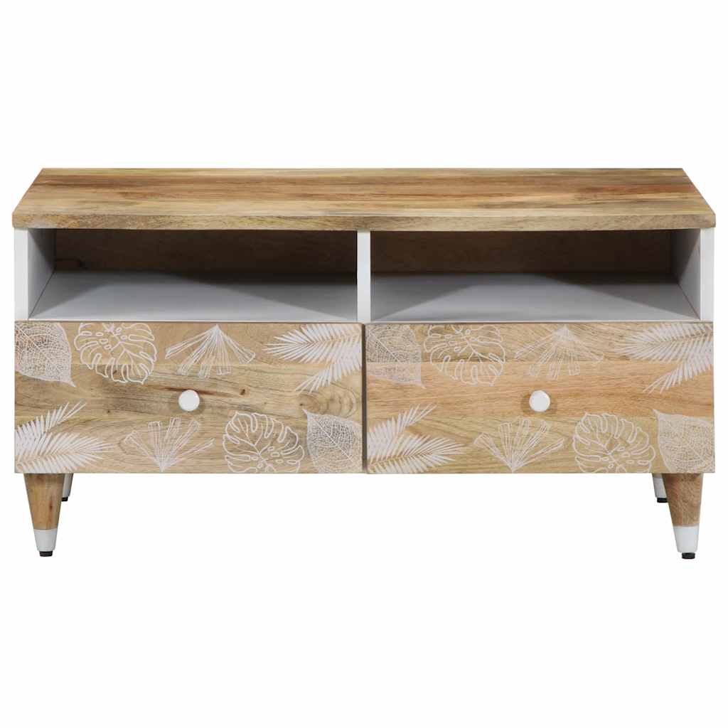 Tavolino da Salotto 80x54x40 cm in Legno Massello di Mango