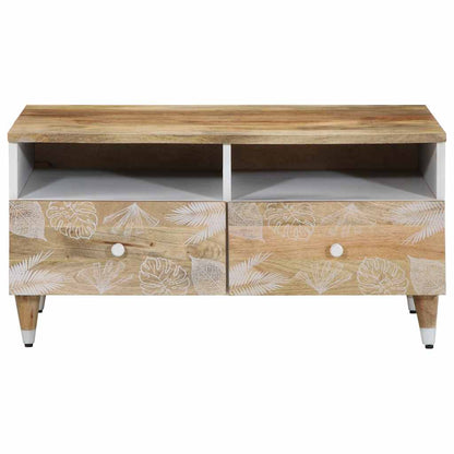 Tavolino da Salotto 80x54x40 cm in Legno Massello di Mango