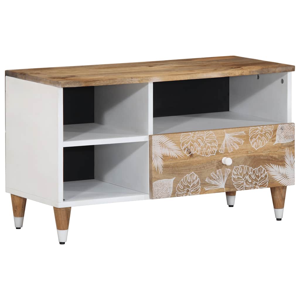 Mobile Porta TV 80x33,5x46 cm in Legno Massello di Mango